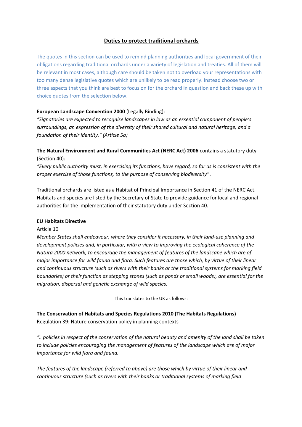 Duties to Protect Traditional Orchards