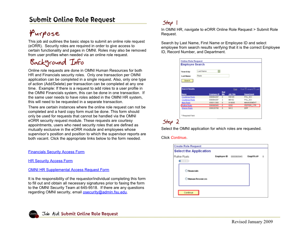 Financials Security Access Form