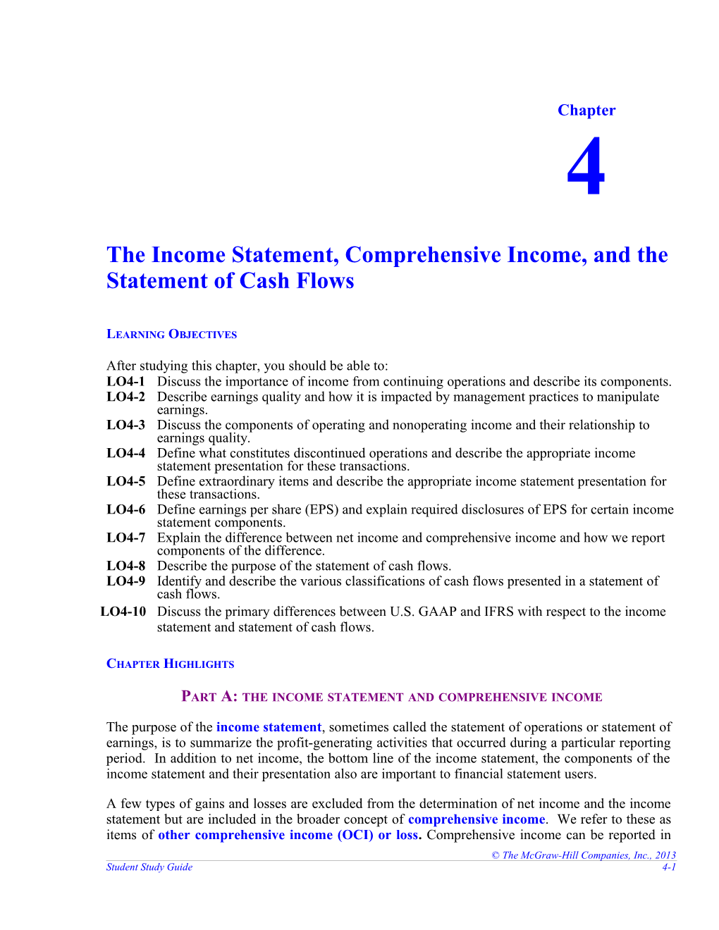 The Income Statement, Comprehensive Income, and the Statement of Cash Flows