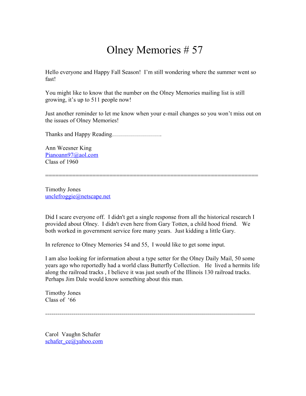Olney Memories # 57