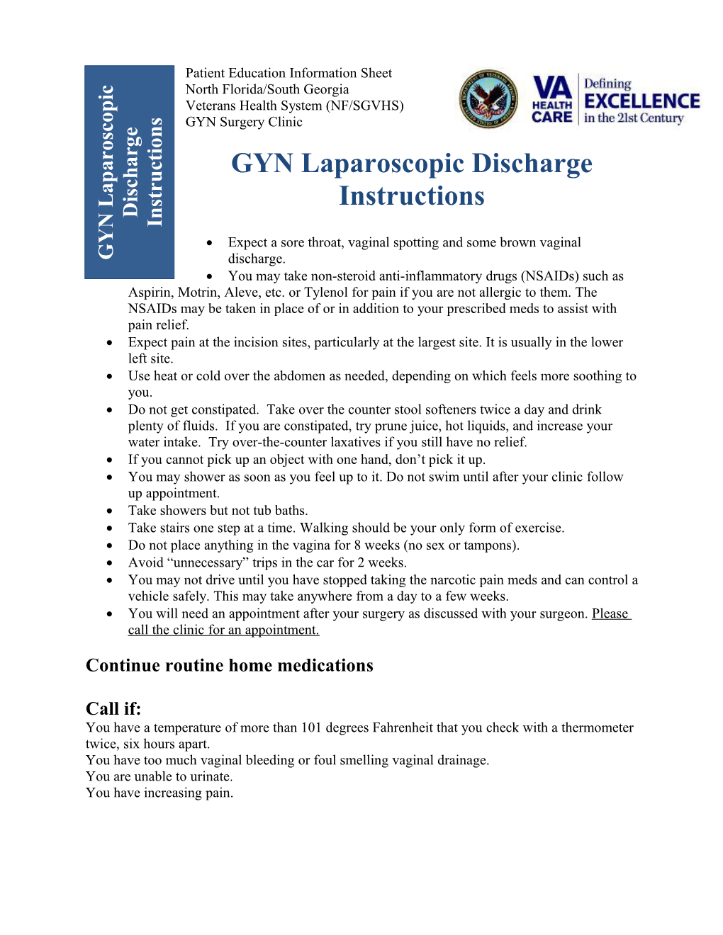 GYN Discharge Instructions Laprascopic Surgery