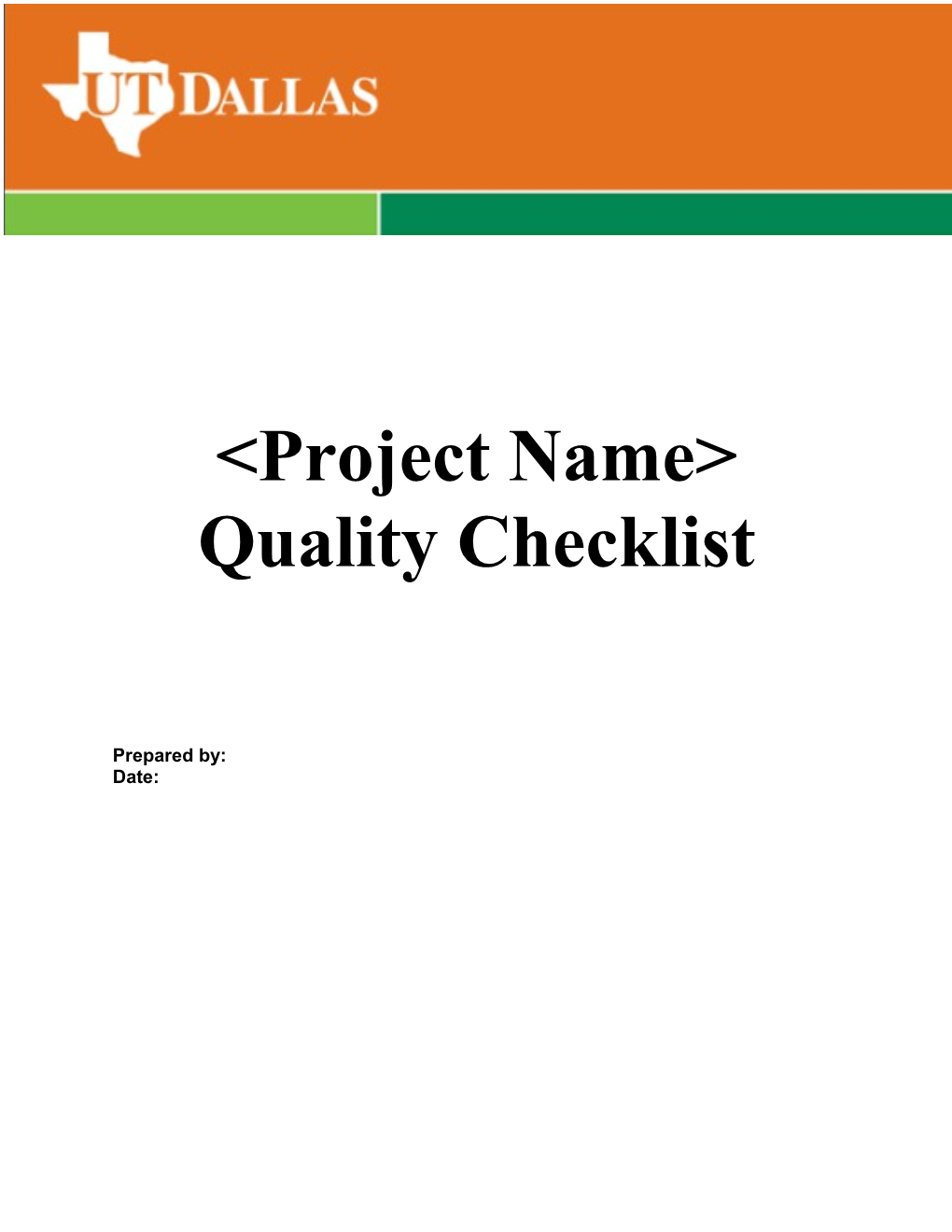 Quality Checklist Template