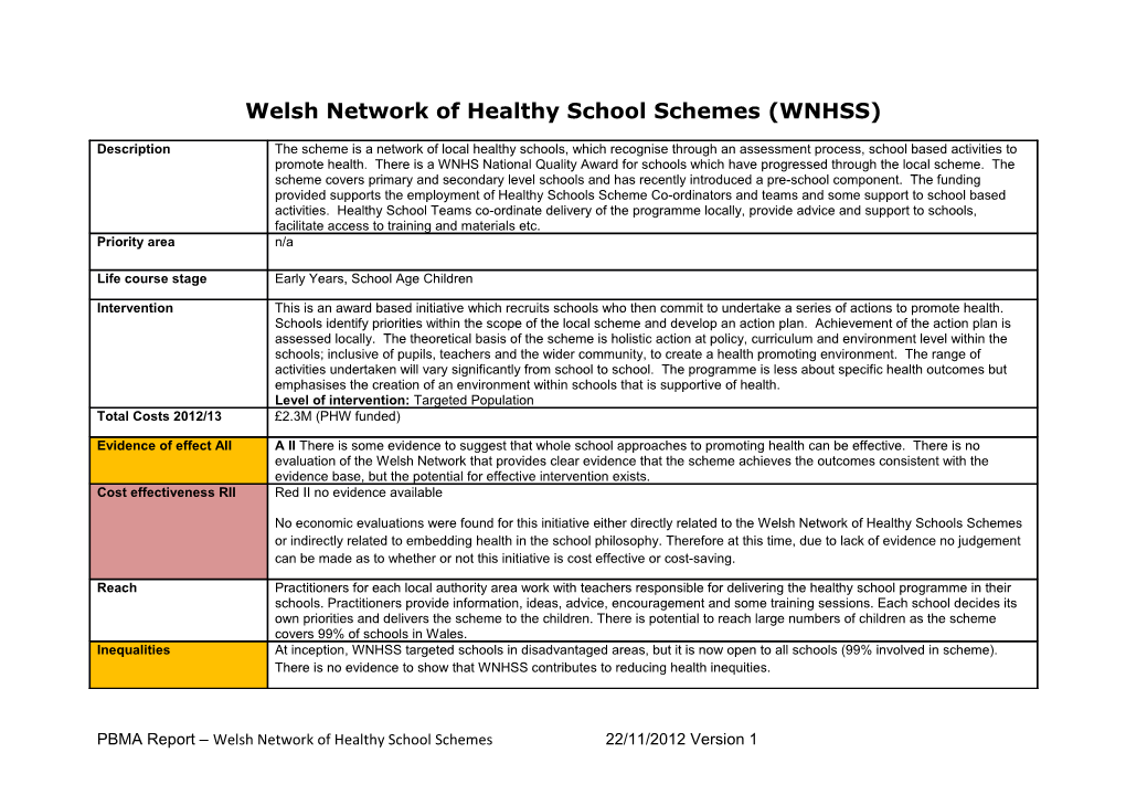 Welsh Network of Healthy School Schemes (WNHSS)