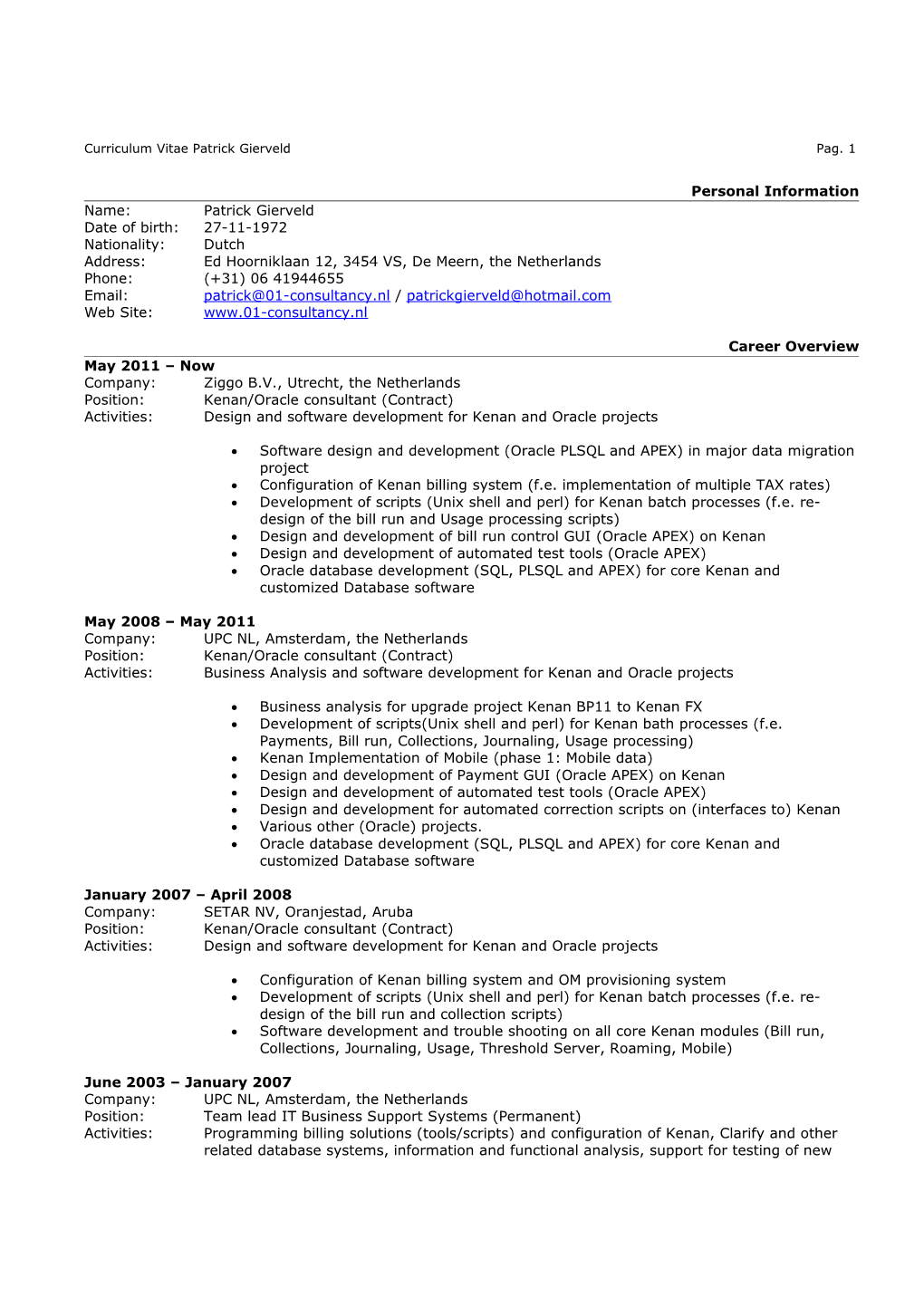 Curriculum Vitae Patrick Gierveldpag. 1