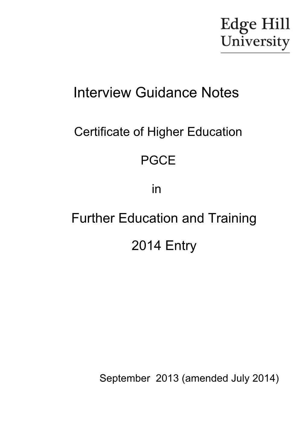 Interview Guidance Notes