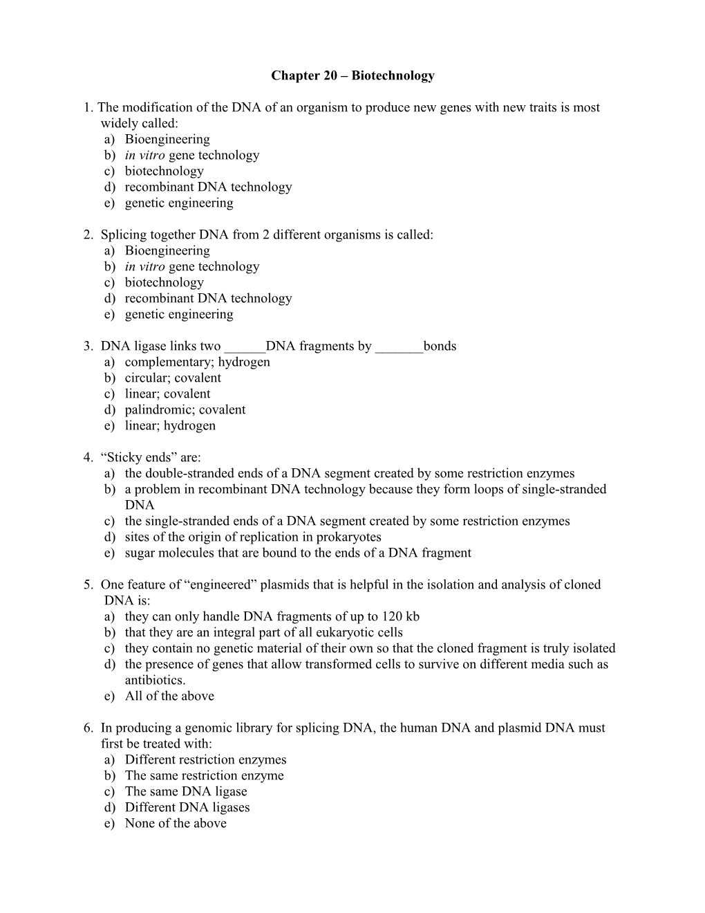 Chapter 20 DNA Technology