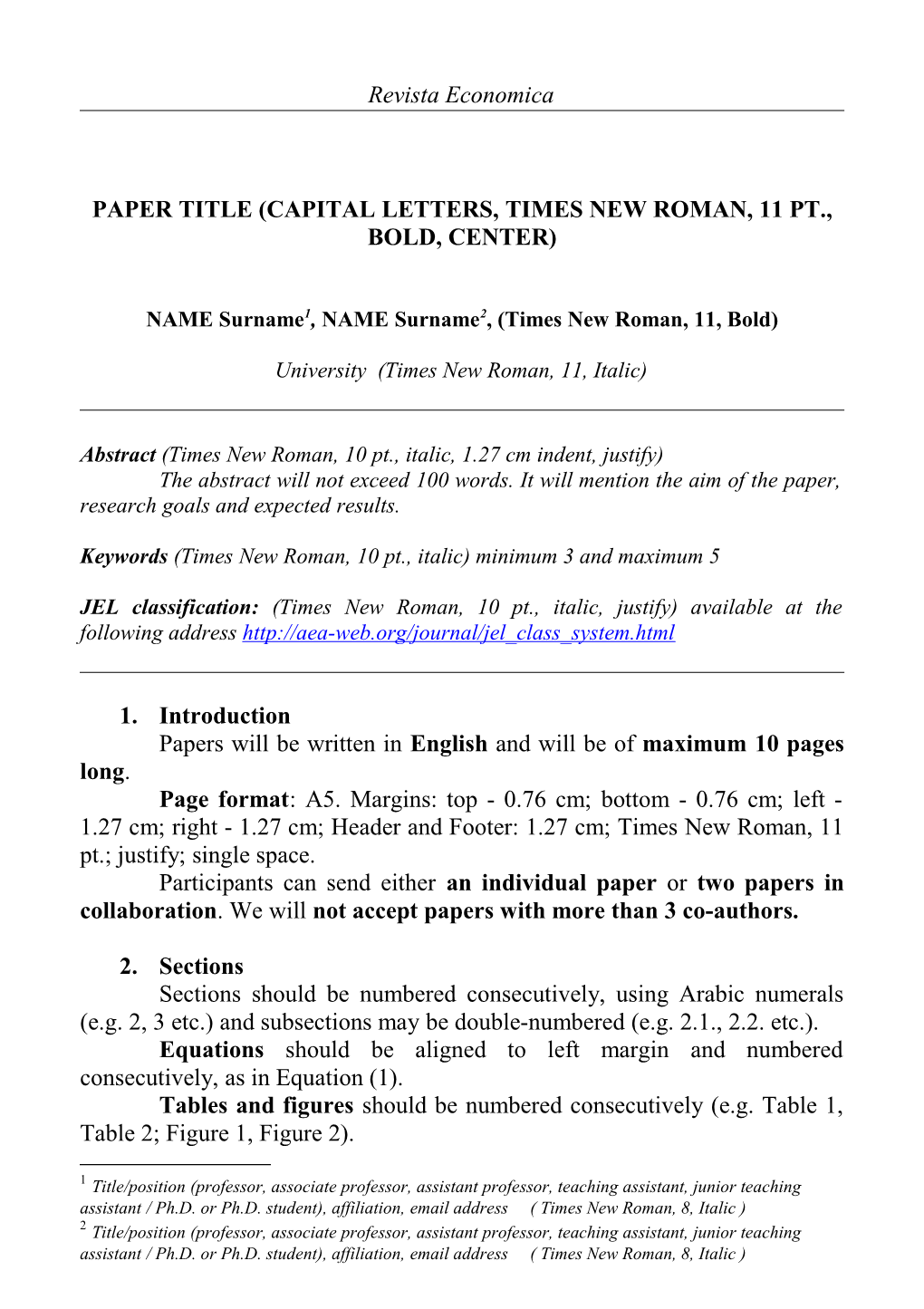 Paper Title (Capital Letters, Times New Roman, 11 Pt