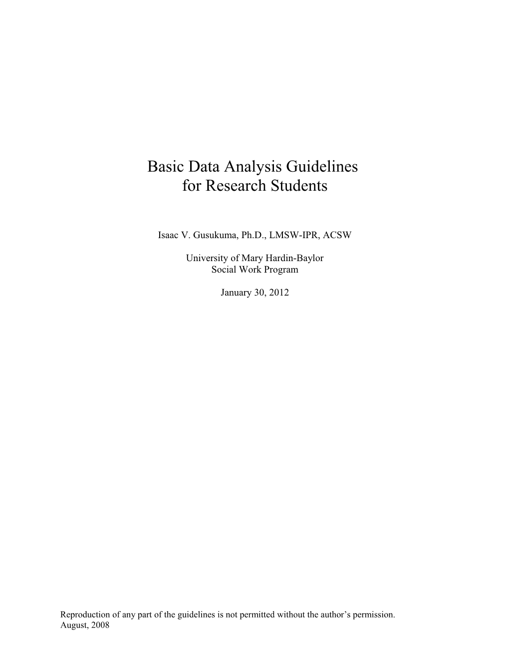 Data Analysis Guidelines