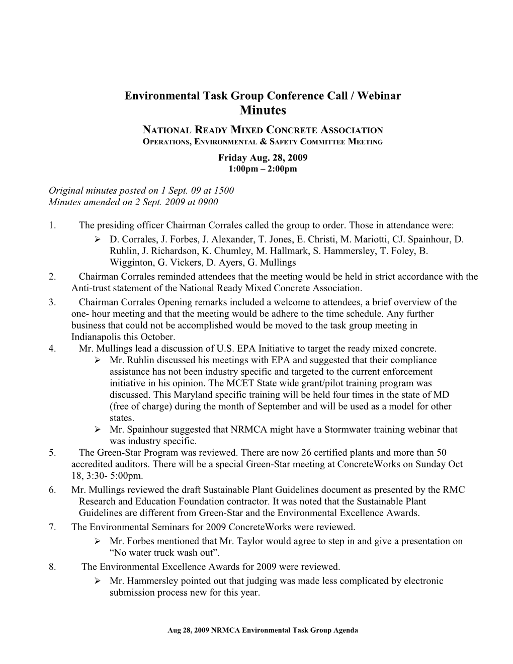 Environmental Task Group Conference Call / Webinar