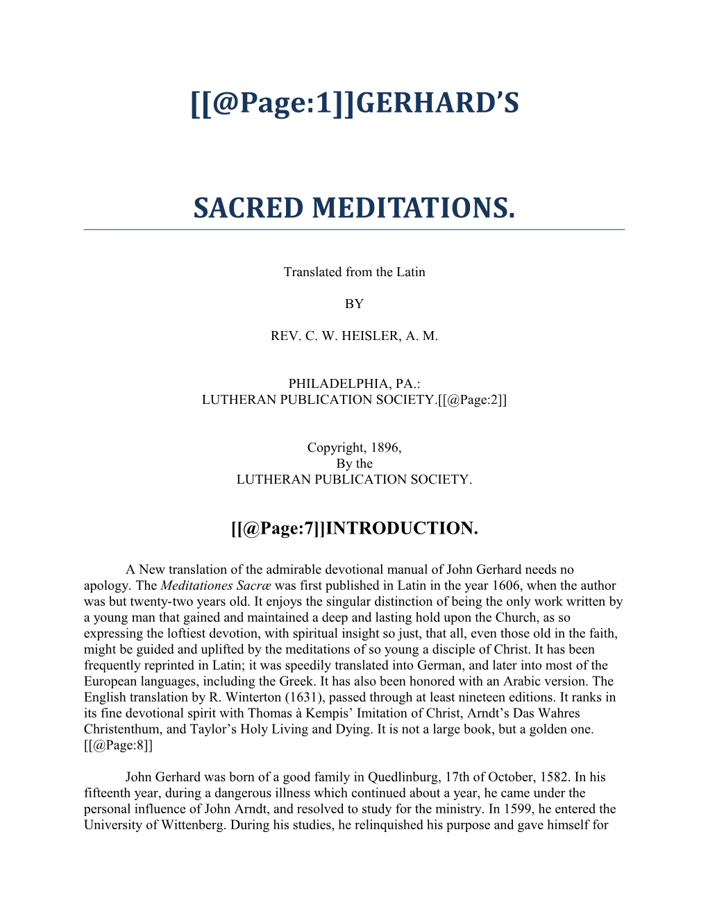 Gerhard's Sacred Meditations