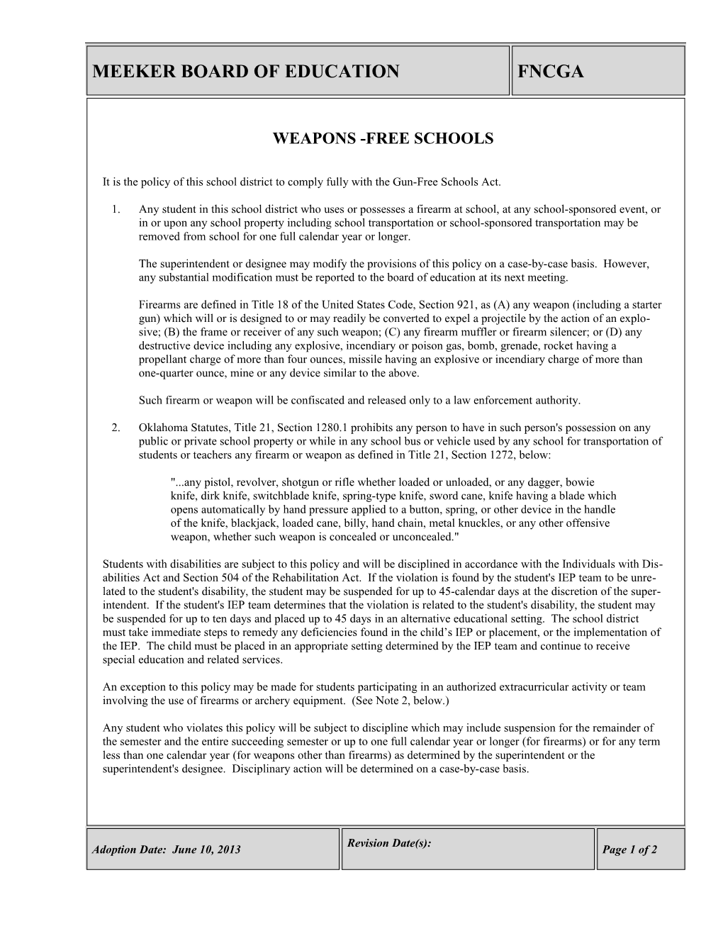 Weapons-Free Schools