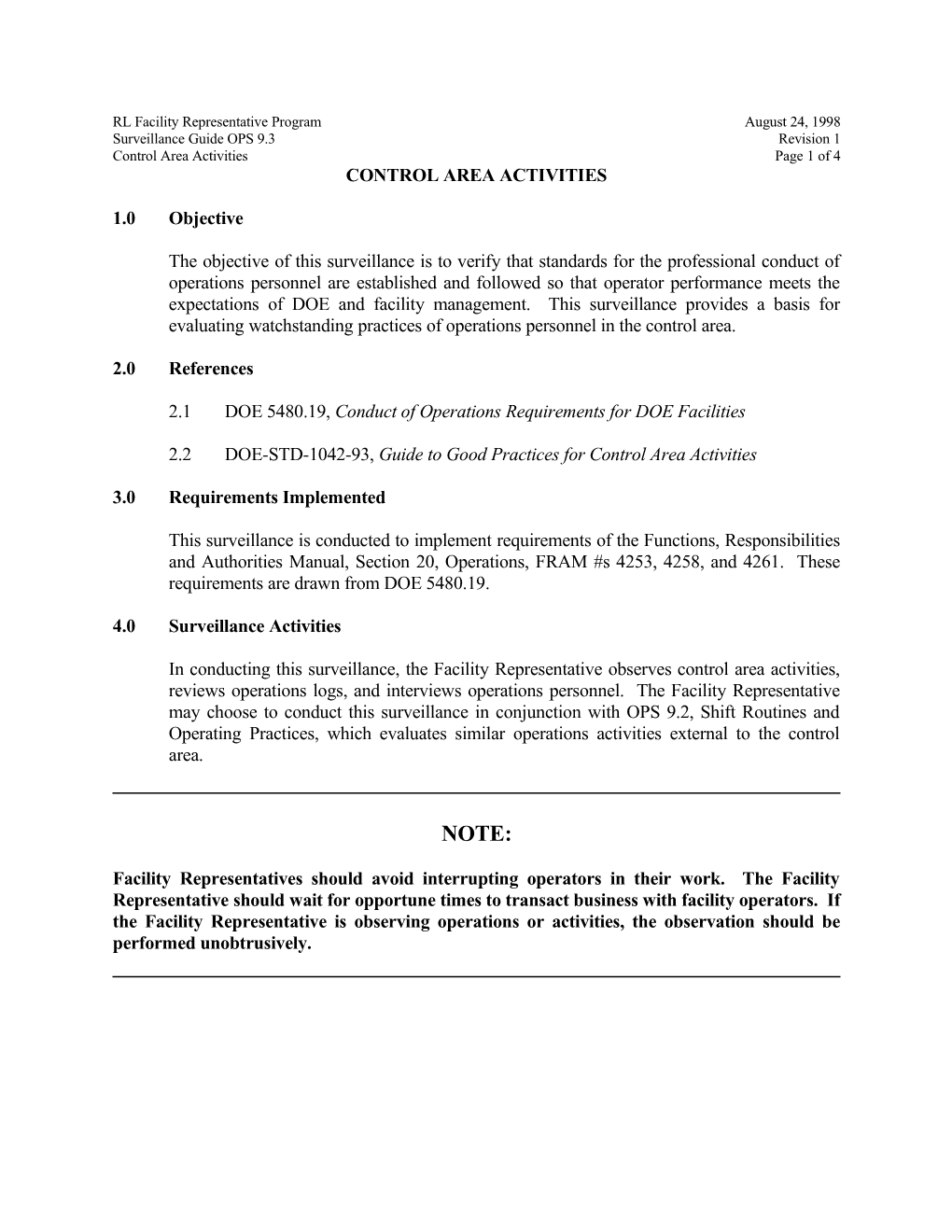 Surveillance Guide - OPS 9.3 Control Area Activities