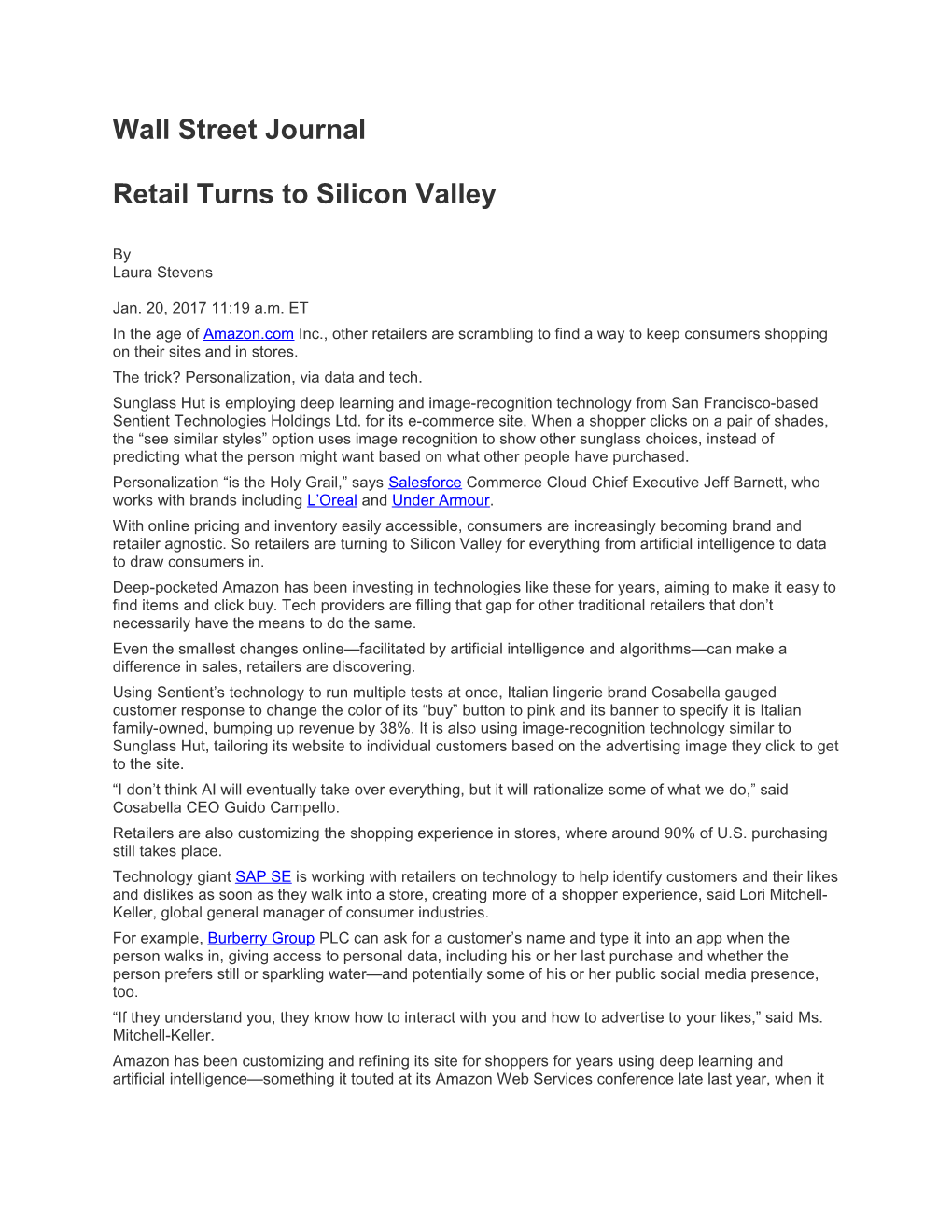 Retail Turns to Silicon Valley