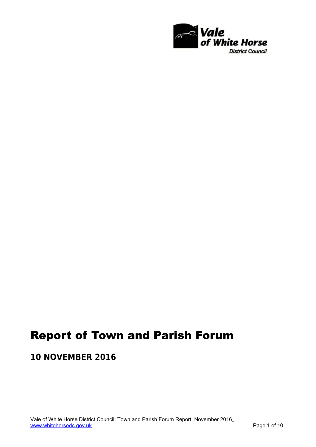 Report of Town and Parish Forum