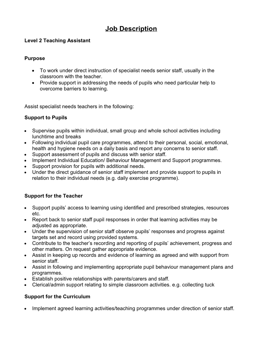 Level 2 Teaching Assistant
