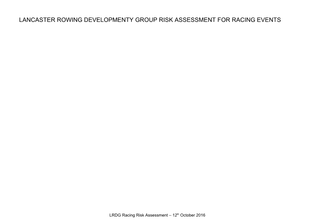 Lancaster John O Gaunt Rowing Club Risk Assessment