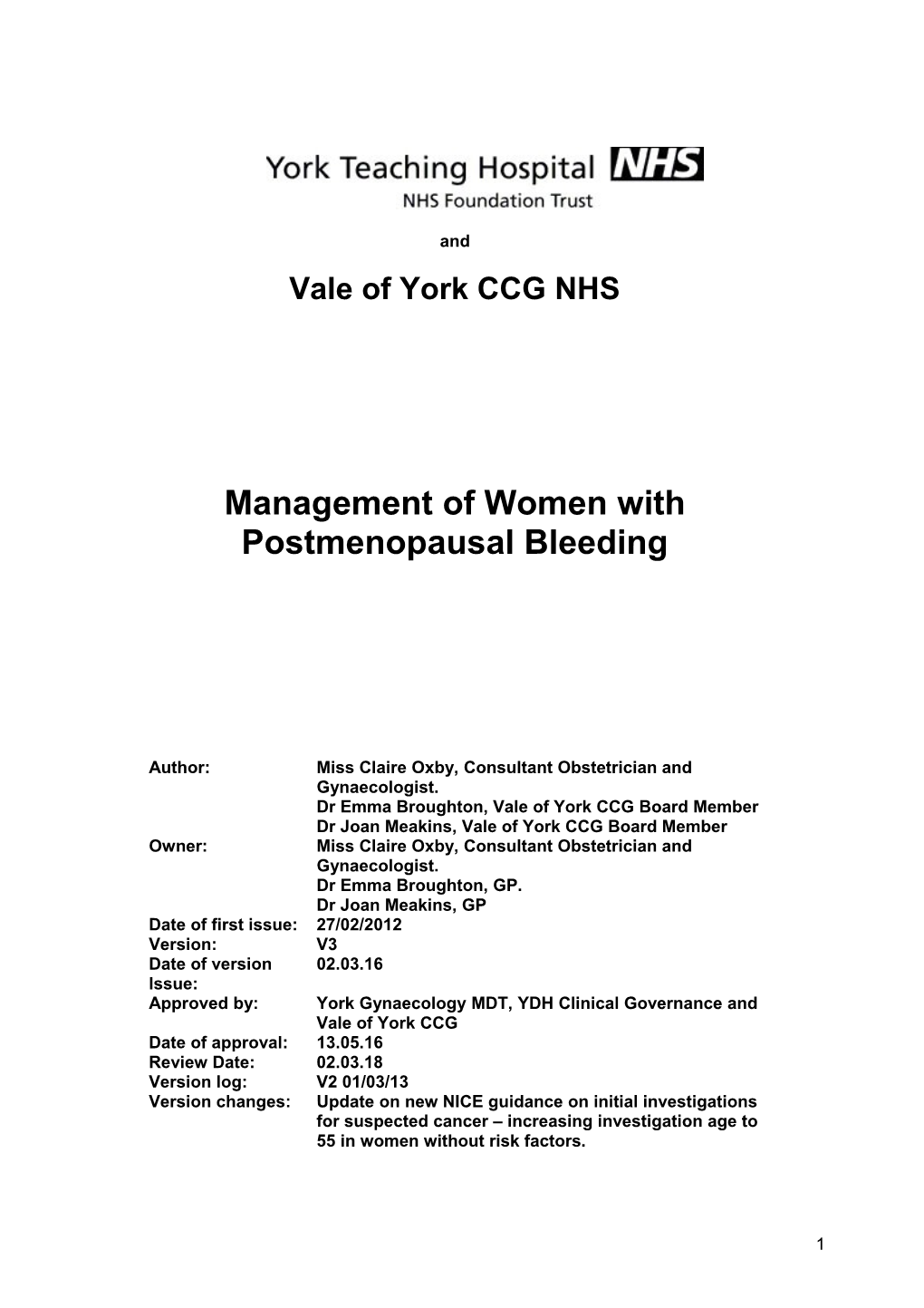 Vale of York CCG NHS