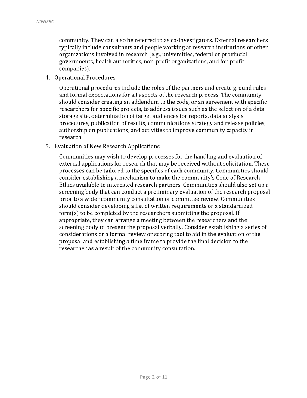 Guidelines for Ethical Research: Forms and Appendices