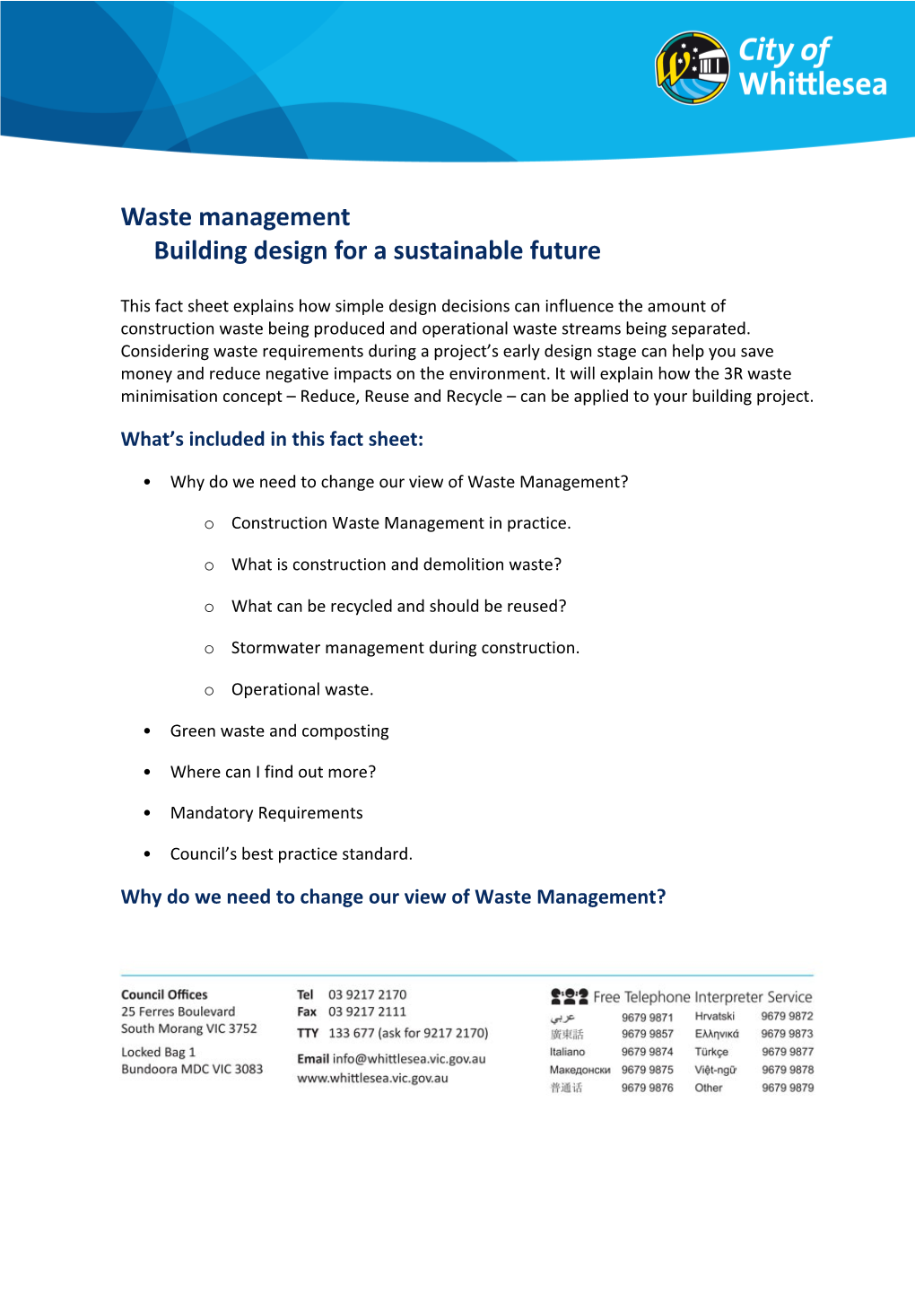 Waste Management - Building Design for a Sustainable Future