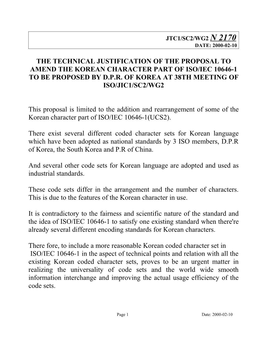 The Technical Instruction of the Corrigendum Proposed by DPRK at the 38Th Conference Of