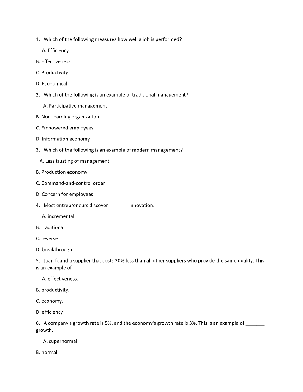 1. Which of the Following Measures How Well a Job Is Performed?