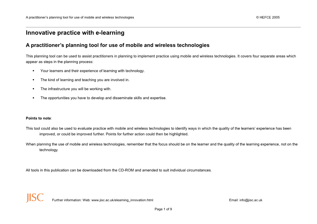 Innovative Practice with E-Learning: Mobile and Wireless Technologies