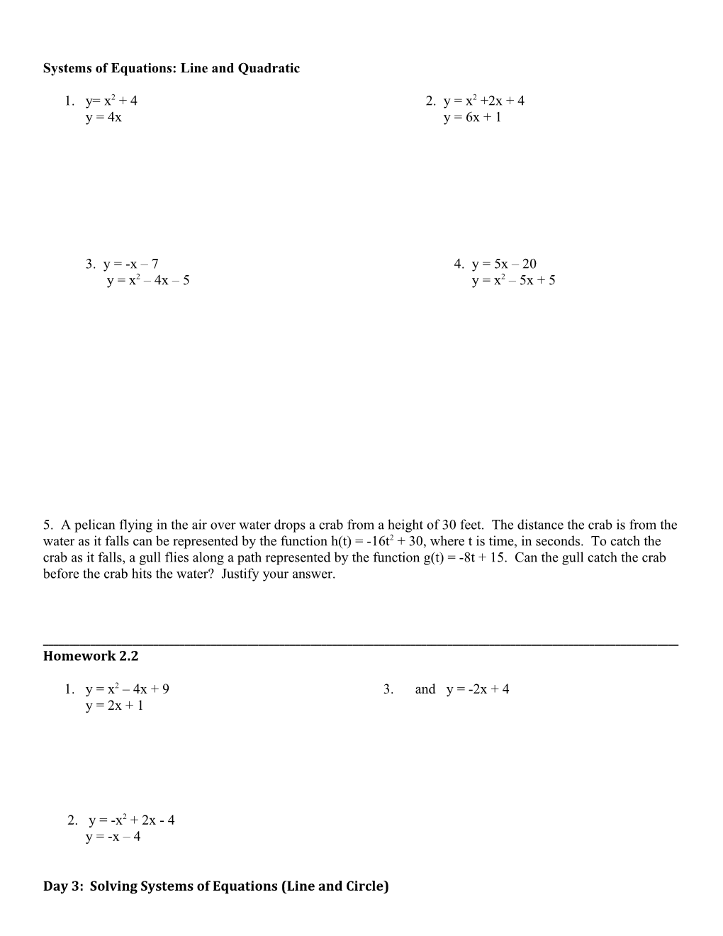 Unit 3: Quadratic Equations and Functions