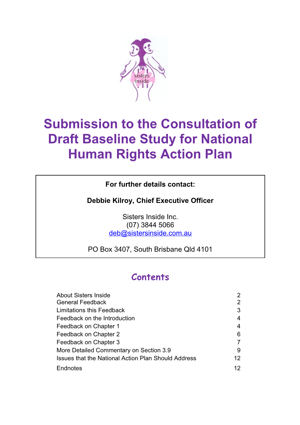 Submission to the Consultation of Draft Baseline Study for National Human Rights Action Plan