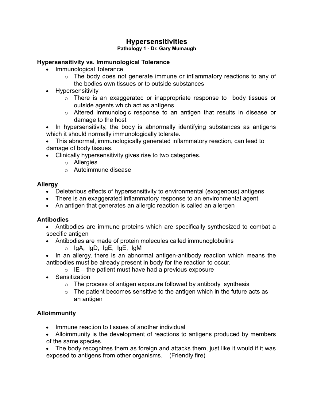 Pathology 1 - Dr. Gary Mumaugh