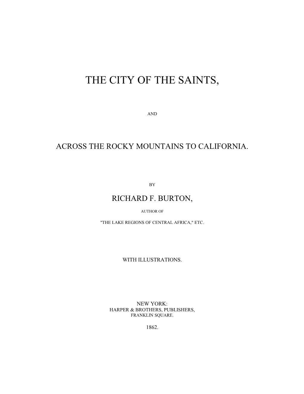 The City of the Saints