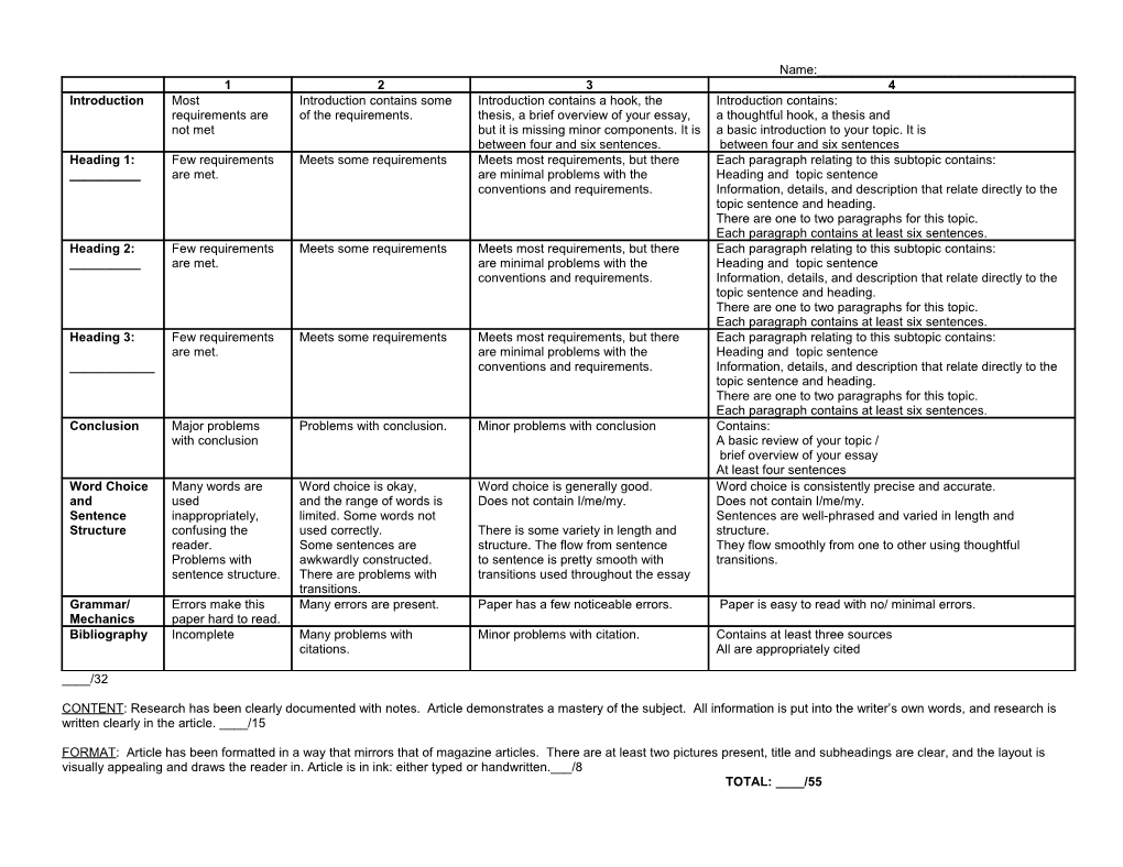 CONTENT: Research Has Been Clearly Documented with Notes. Article Demonstrates a Mastery