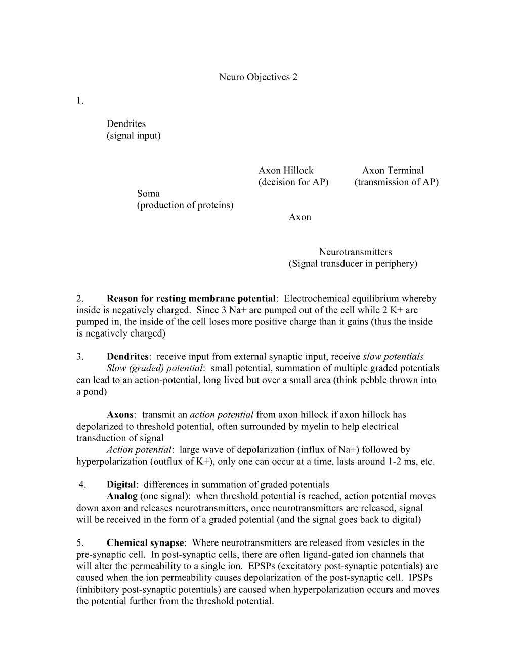 Neuro Objectives 2