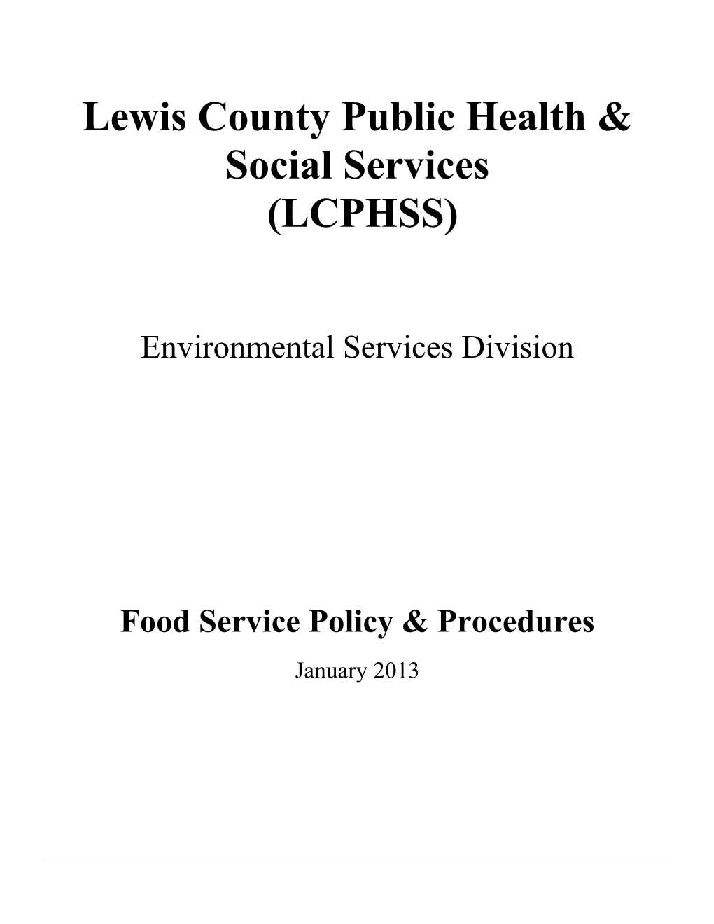 LCPHSS Food Service Policy & Procedure