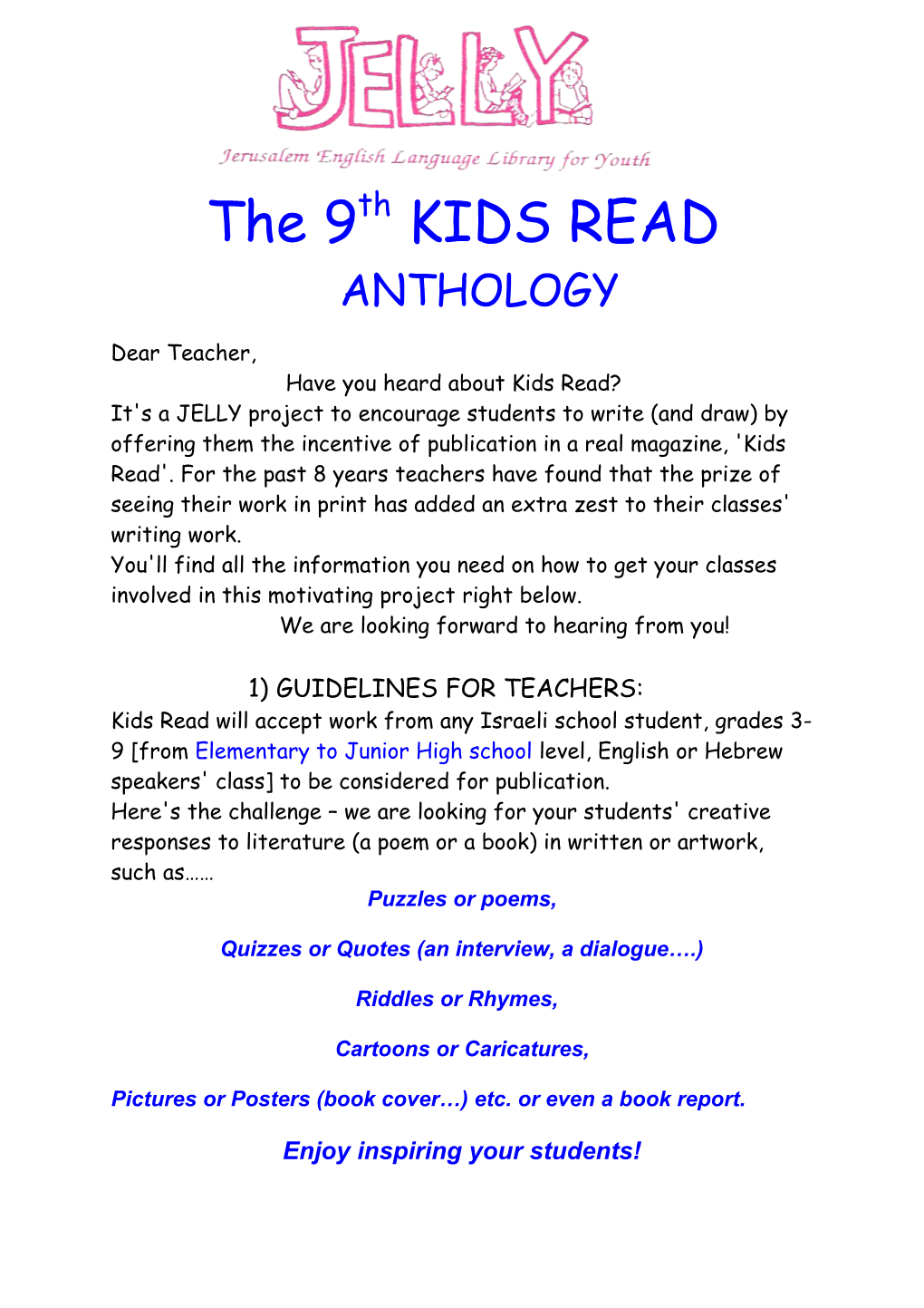 The 9Th KIDS READ ANTHOLOGY