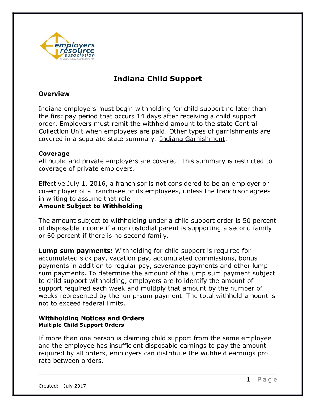 Indiana Child Support