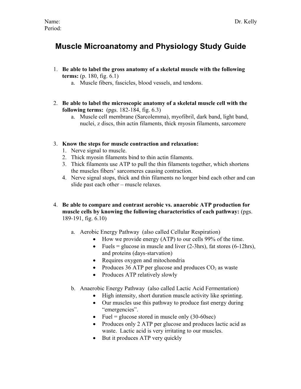 Muscles (Part I) Study Guide