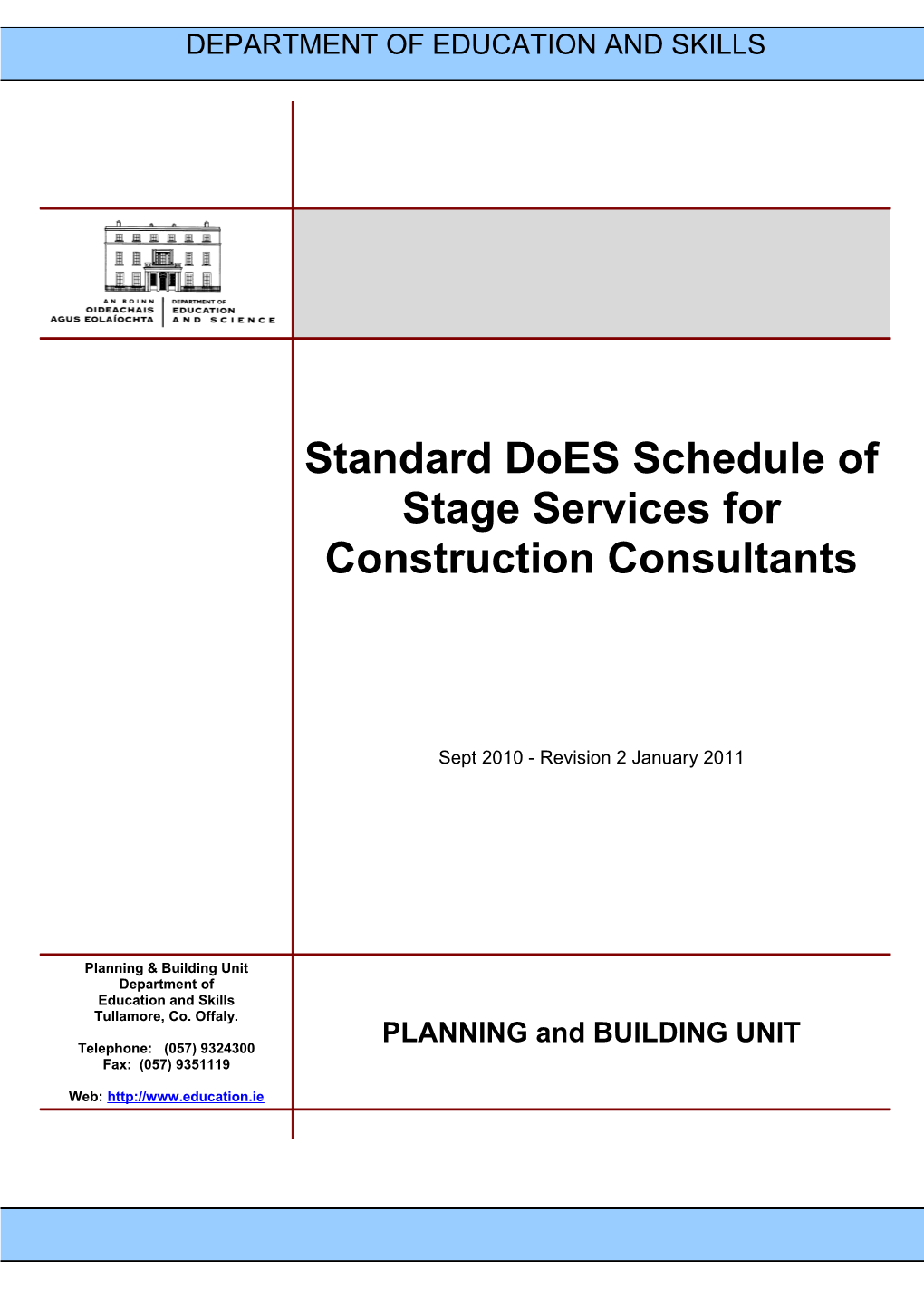 Standard Does Schedule of Stage Services for Construction Consultantssept 2010 - Revision