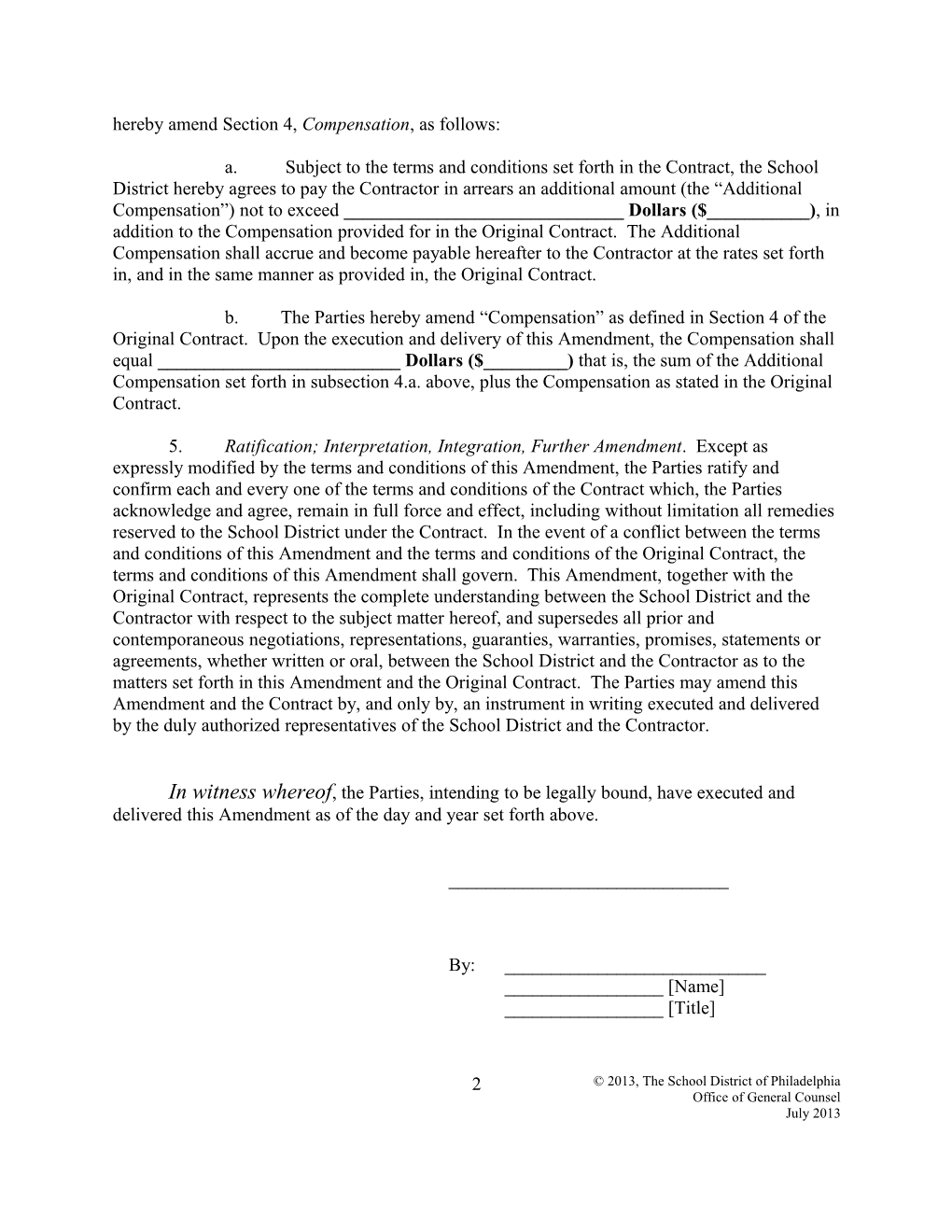 Amendment to Agreement