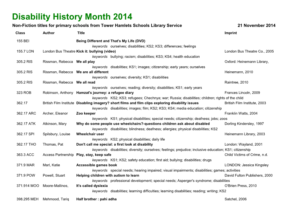 Disability History Month 2014