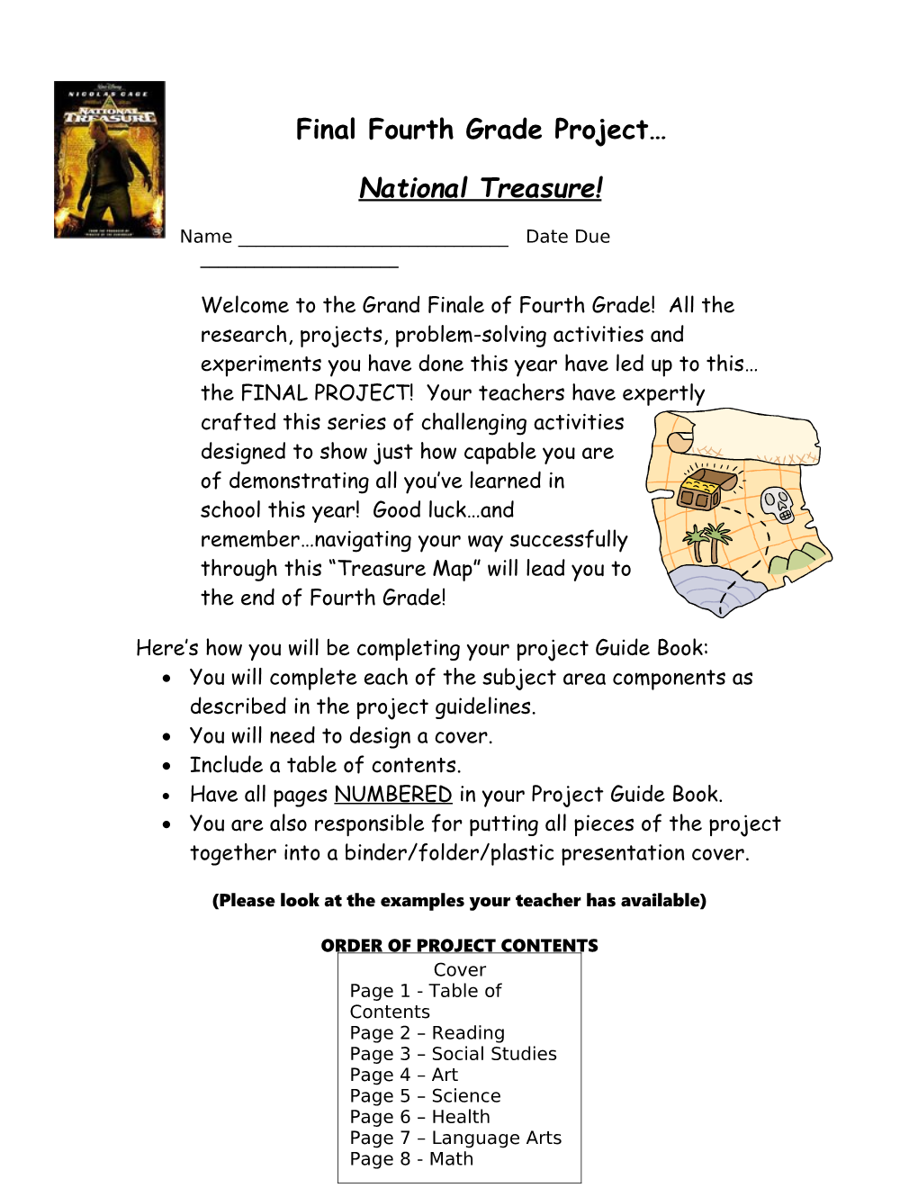 Final Fourth Grade Project National Treasure