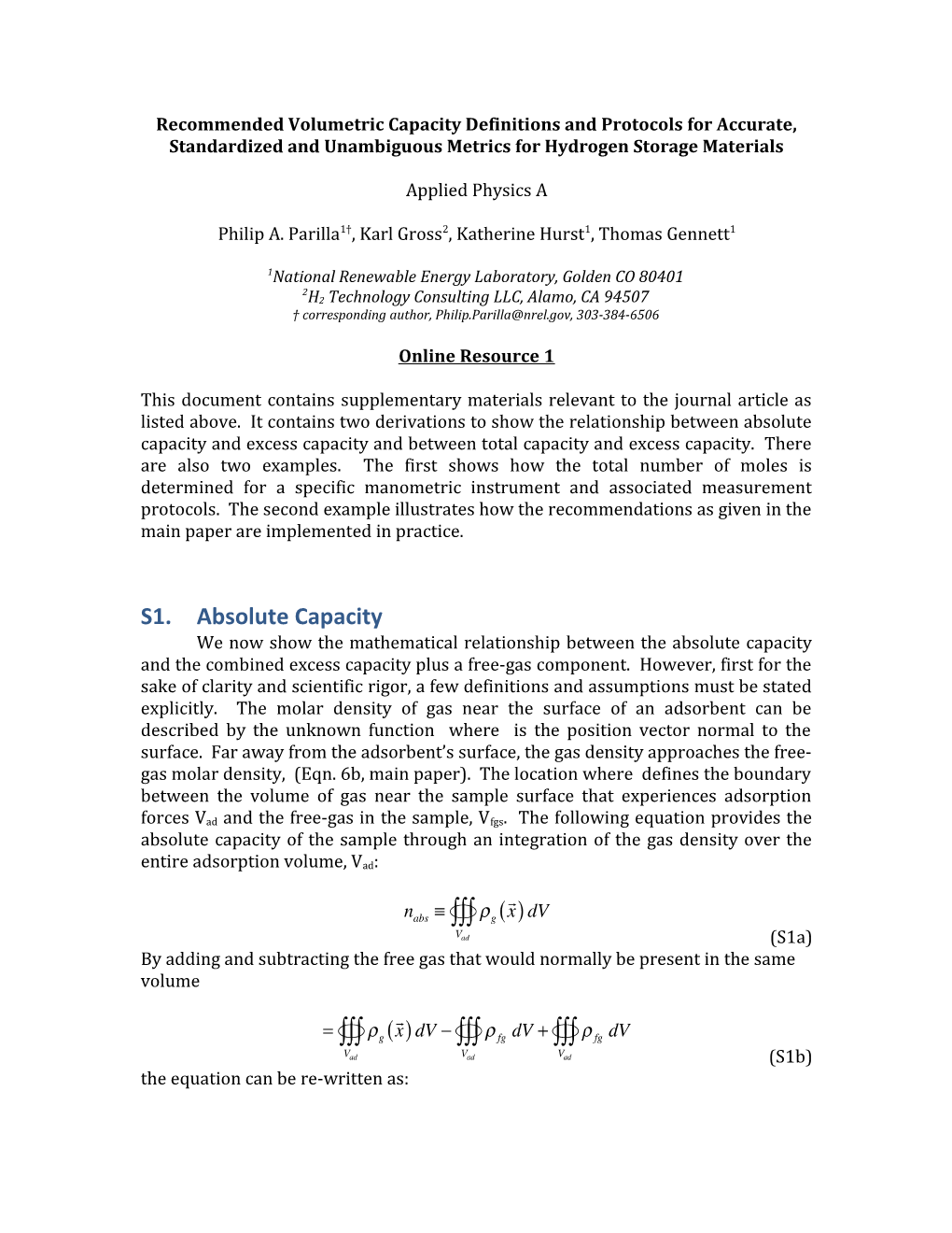 Recommended Volumetric Capacity Definitions and Protocols for Accurate, Standardized And