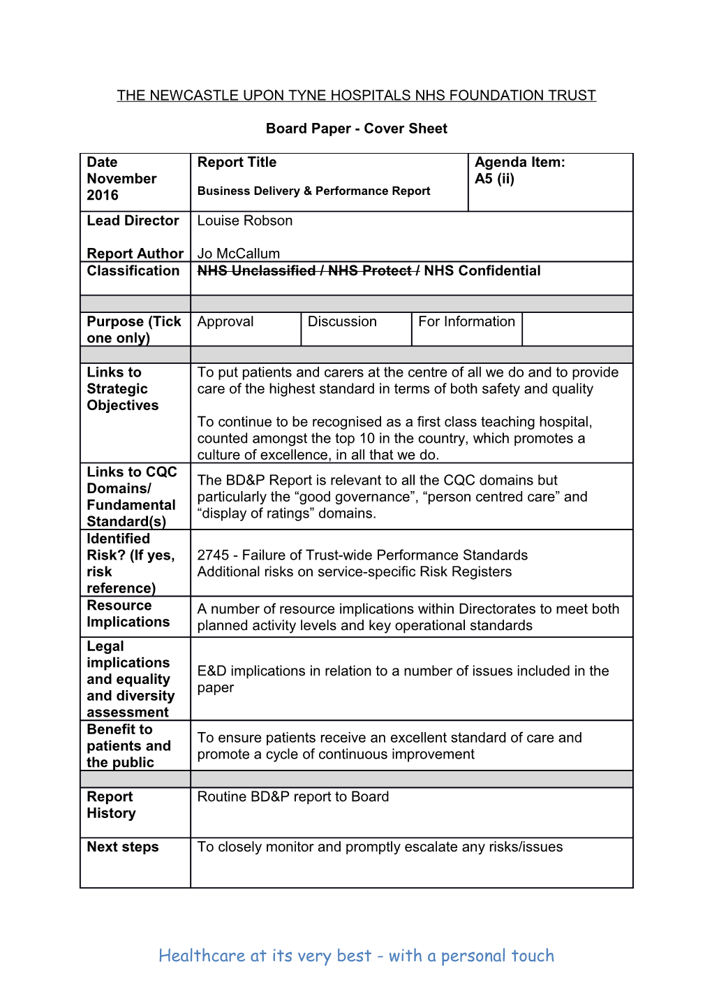 Service Quality & Performance Report