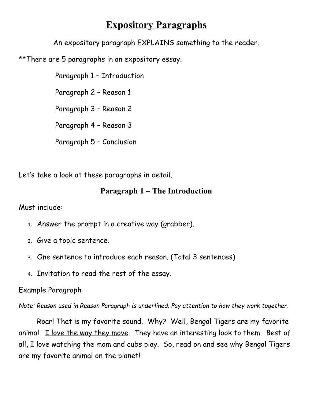 An Expository Paragraph EXPLAINS Something to the Reader