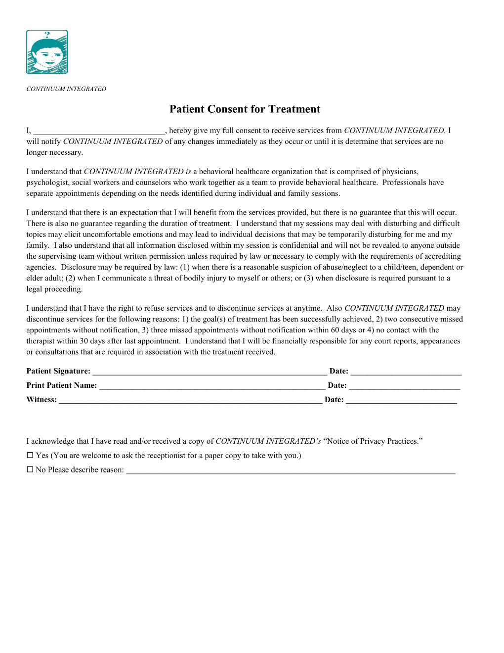 Patient Consent for Treatment