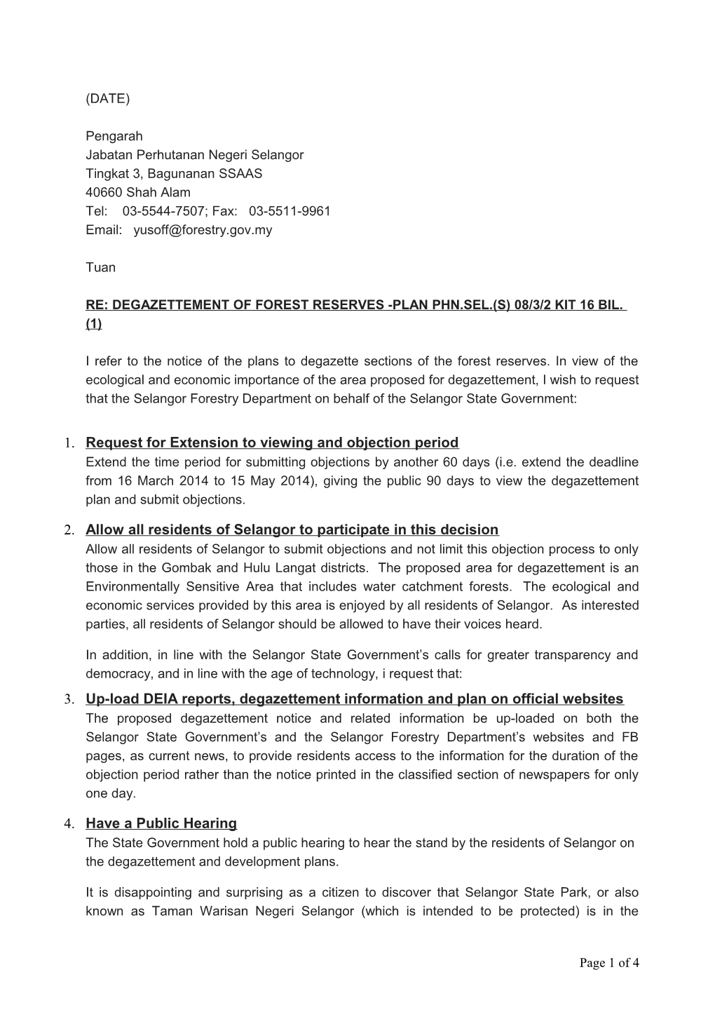 Re: Degazettement of Forest Reserves -Plan Phn.Sel.(S) 08/3/2 Kit 16 Bil. (1)