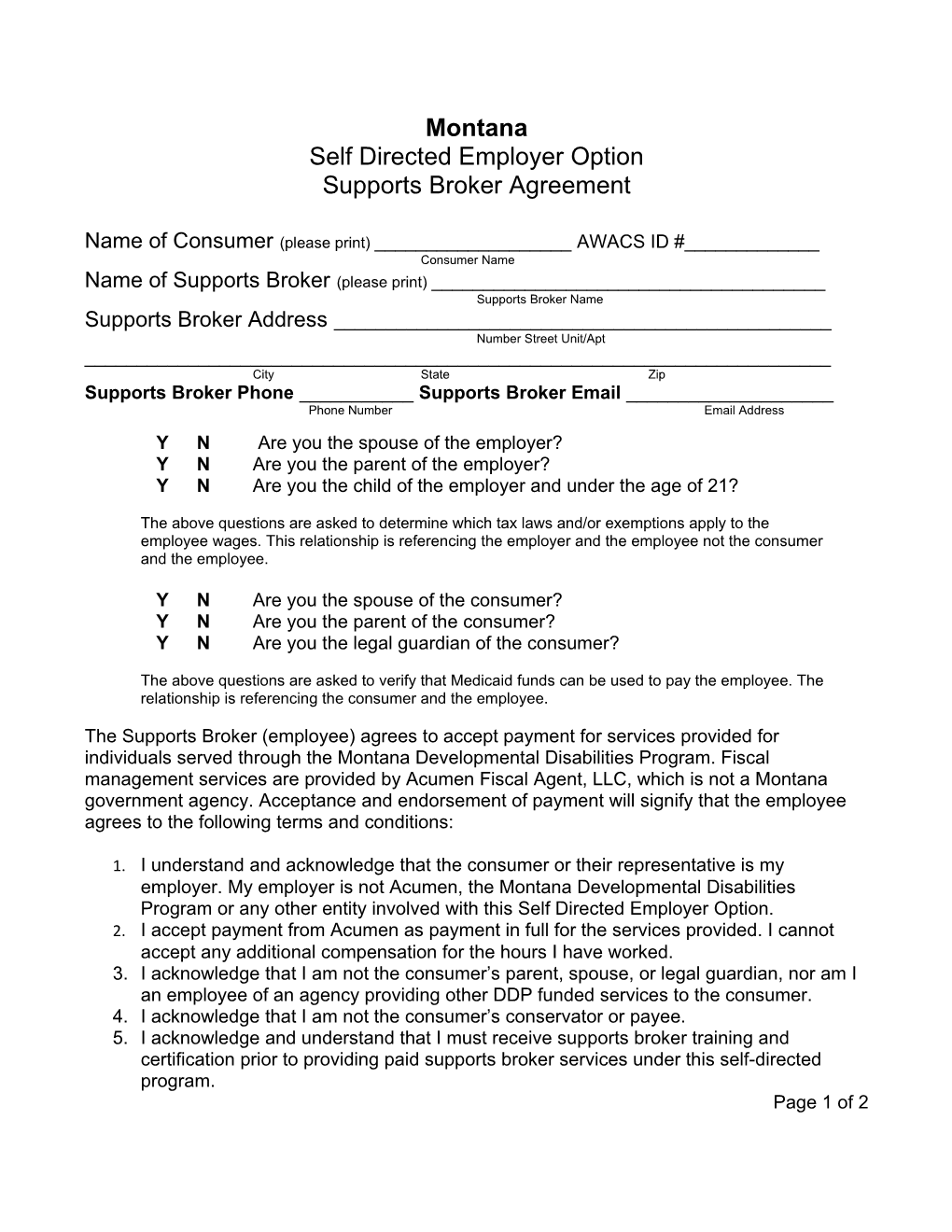 Self Directed Employer Option