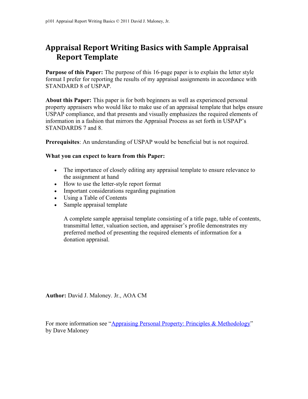 Appraisal Report Writing Basics with Sample Appraisalreport Template