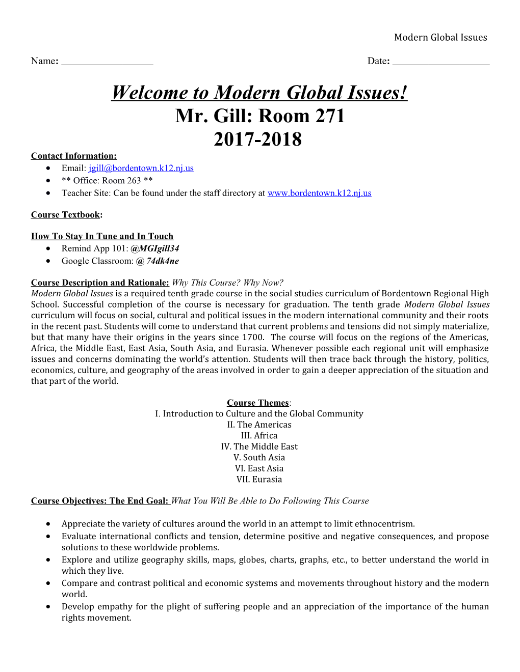 Welcome to Modern Global Issues!