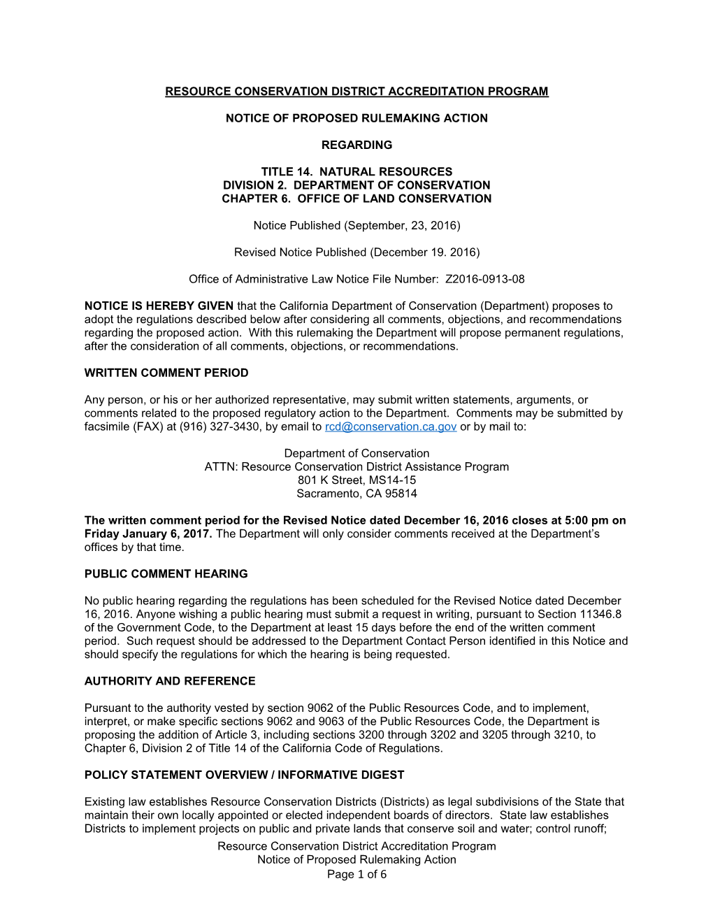 Resource Conservation District Accreditation Program