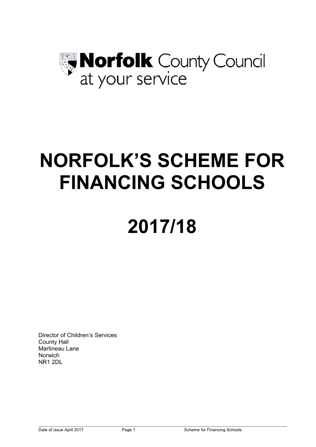 Norfolk S Scheme for Financing Schools